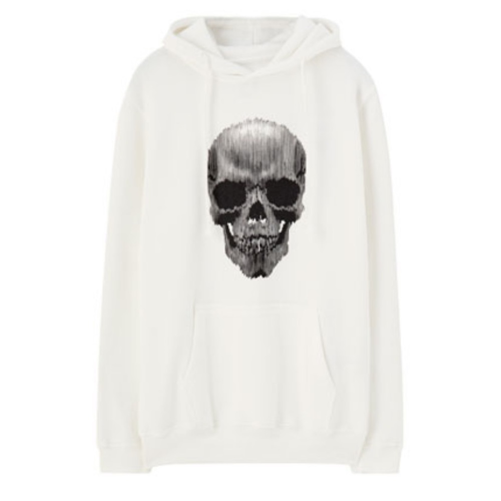 Skull print skater hoodie